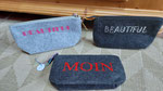 Filztäschchen: 21x12x6cm - 6 Euro (die vordere "Moin"-Tasche ist verkauft)