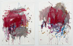 Pink Ice Cream, oi lland oil stick on paper, 12" x 18" (diptych, 12" x 9" each), 2024