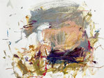 At the Ground Level (from Julia Wagner's poem with the same title), oil and oil stick on paper, 18" x 24", 2024