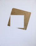 《Insel 12-2》2012年／真鍮箔、アクリル樹脂、キャンバス／40.0×30.0 cm／2012　　《Insel 12-2》2012／Imitation Gold, medium, Canvas／40.0×30.0 cm