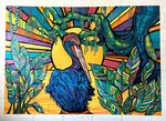 Bright Colorful Pelican Mural New Orleans NoLa