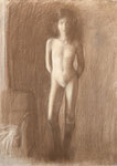 Bo Bartlett (American, b. 1955), "Alma", 1981, conte on paper, 29.825" x 20.825” (75.9cm x 53.3cm)