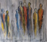 Wartende Menschen . Acryl 60 x 60