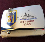 USS TOWERS DDG-9 ZIPPO BUCKLE CIRCA 1980's