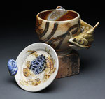 Brown Bullhead Mug with Snapping Turtle Saucer by Catherine Stasevich