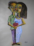 Lovers, 2005, Mixed Media on Paper ( 70 x 50 cm )