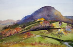 #899 / Herbst - Schwäbische Alb bei Beuren, Aquarell,  Autumn - Swabian Alb nearby Beuren, watercolor painting, plein air, Aquarellpapier/watercolor paper: Hahnemühle Ingres 100 g/m²,  Bildausschnitt H x B (H x W): 30 cm x 45 cm, VERFÜGBAR/AVAILABLE
