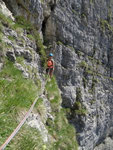 2. Seillänge, Grasquerung (Zwischenstand nach 10 m)