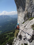 am Ende der 3. Seillänge, kurze Querung