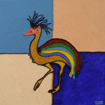 010 - 2018 - The happy rasta bird - 2018 - schilderstuk op Schildersdoek (H 60,0 X B 50,0  CM) - Acrylverf 