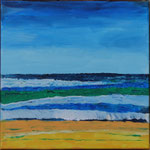018 - 2020 Een stille ochtend aan de Noordzee 2020 - schilderstuk op Schildersdoek    (H 40,0 X B 40,0 CM) - Acrylverf