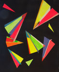 008 - 2018 - Paper planes two (2018) schilderstuk op canvas paneel (H 50,0 X B 70,0) - Acrylverf