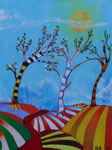 002 - 2021   De drie Bomen   (Three Trees)   Acryl op schilderdoek   HXB 40X30 CM   Acrylverf