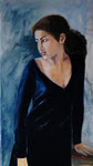 Alizée à la robe noire (huile sur toile 80X50 cm), Indisponible