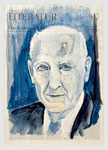 Isaak Bashevis Singer, lebte im Schtetl/New York,Literat , 2009, 39 X 56, Gouache und Tempera auf Zeitungspapier