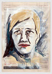  …teurer Umweltfrevel…, 2001, 39 X 56, Gouache und Tempera auf Zeitungspapier 