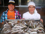 ７月１０日　ボート釣りで島田さん・村上さん　キス２５㎝を頭に７８匹