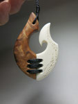 #J2 SOLD / Wood(Kauri Root) and Bone / 61mm X 43mm