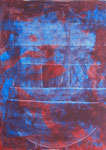 Nr. 2019-27; Farbenspiel blau-rot, Acryl, gespachtelt, 36x48, Zeichenkarton; VERGEBEN