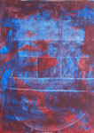 Nr. 2019-27; Farbenspiel blau-rot, Acryl, gespachtelt, 36x48, Zeichenkarton; VERGEBEN