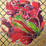Tulipe Alizarine - 70 x 70-Acrylique-glacis aux encres