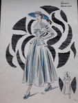 Modeillustration original 1950igern,  25x35x3m5cm auf Keilrahmen aufgezogen,  €120,00 