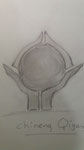 De schets gedachte "Yoga chineng qui gong"