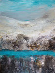 Traumlandschaft am grünen Fluss, Mischtechnik auf Keilr. 60x80 cm 280 Euro