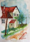 auf dem Lande, Aquarell 35x50 cm, Kursarb. Gudrun Röhm, 140 Euro