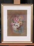 "Rosenstrauß", Künstler: Helmut Tengg, Pastellkreide auf Pastellfilz, gerahmt 32 x 41 cm und passepartouriert 40 x 50 cm, 130 €, 1995