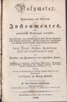 Stöckle, J. Georg; POLYMETER. Beschreibung und Gebrauch eines Instrumentes... Stöckle, J. Georg, Buchdruckerei zu Belle-Vue, bei Constanz, 1843. [E-rara.ch]