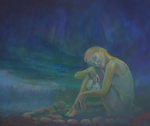 "Aurora' -2026,  100x120cm. olieverf op Linnen.  Oneindige nachten, met hun eeuwenoude dromen van verweg licht.