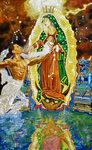 The Birth of Santana ©2020,  Acrylic on Canvas, Dimensions 48" w x 60" h, Private Commission