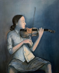 LA VIOLINISTA I - Oli sobre llenç - 100x82cm - 2019 (Col·lecció privada a Ruxton, USA)