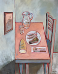 STILL LIFE PINK AND BLUE - Oil on canvas - 92x65cm - 2021
