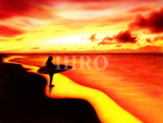 エアブラシアート　夕景　海