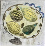 collage, nature morte de Bonhomme, des poires