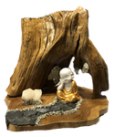Buddha, Bergkristall, Holz 