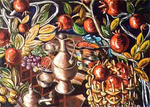 "Stillleben mit Granatäpfeln und Korb", 70x100, Öl auf Leinwand, 2004.
