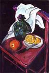 "Stillleben auf dem roten Stuhl", 49x89, Öl auf Pappe, 2001.