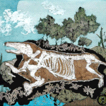 「つちのいえ」2014年　15.8×22.7cm　アクリル、紙