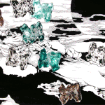 「橋のある風景」2004年　39×54.5cm　油彩、インク、紙