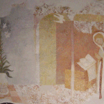 en cours de retouche de la polychromie, chapelle saint eustache, Villaroland, Aime, 2007