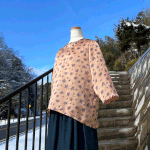 シルクプリント 柿渋染めプルオーバー25008