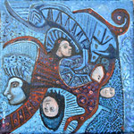 COXA Huile sur toile 20x20 cm