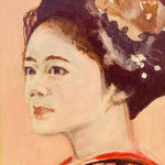 Geisha Flowers, Acrylic on canvas, 24 x 30 cm, Available at Deer Daddy Gallery - 590,- euro