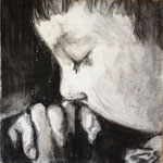 Prayer 1, charcoal on canvas, 20 x 20 cm, 2012, SOLD, Private Collection Joppe