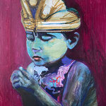 Krishna with crown,  Acrylic on canvas, 2022, 60 x 80 cm, Available at Deer daddy - 1450,-