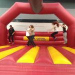 Bouncie castle and obsticle race at school