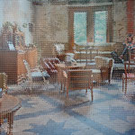 Mirker Bahnhof  100x150 cm 2017  zwei Fotoprints in Streifen geschnitten und miteinander verflochten